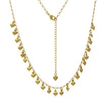 Colar Gargantilha Pingentes de Coração Cheio Folheado em Ouro 18K Softjoias