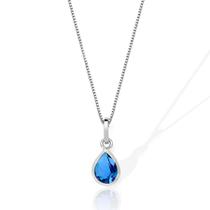 Colar Gargantilha Ponto Luz Pedra Gota Prata Pura 925 40cm