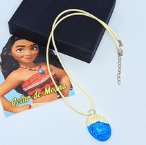 Colar gargantilha Princesa Moana o Filme com Pingente Pedra Coração oceano azul Te Fiti Cordão Fio encerado ajustável Colar gargantilha Princesa Moana o Filme com Pingente Pedra Coração oceano azul Te Fiti Cordão Fio encerado ajustável