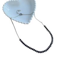 Colar Gargantilha Riviera com Pedras Grafite em Aço Inox