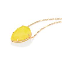 Colar gargantilha rommanel feminino 50cm pingente gota amarelo pedra cristal 532565