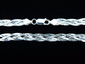 Colar Gargantilha Trançada 4 Fios 45cm Prata 925