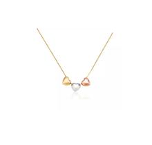 Colar Gargantilha Três Corações Ouro Branco Amarelo Vermelho ref 748544