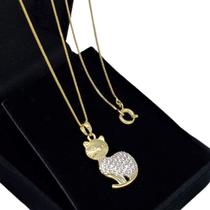 Colar Gatinha Com Cravejado Banho De Ouro 18k 4723 Colar Gatinha Com Cravejado Banho De Ouro 18k 4723