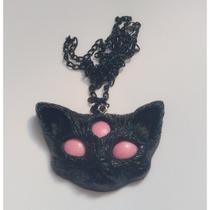 Colar Gatinho Olhos Rosa