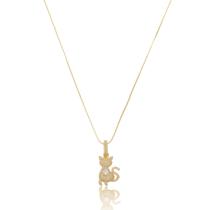 Colar Gato Cat Banhado A Ouro Com Zircônia Cristal