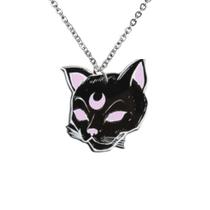 Colar Gato Místico Meia Lua Wicca Unissex