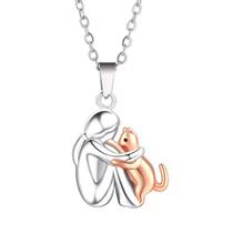 Colar Gato Pet Abraço Amor Mãe De Pet Presente Feminino Rose