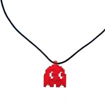 Colar Geek Pac Man, com cordão de borracha de 60cm e fecho metálico. Pingente colorido em resina.