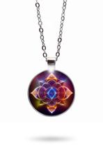 Colar Geometria Sagrada Colorida Estilo Mandala Unissex