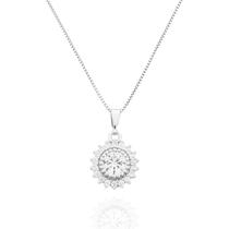 Colar Girassol Cristal Banhado a Prata