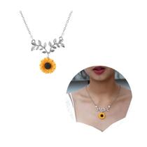 Colar Girassol Flor Delicado Banhado Ródio Branco