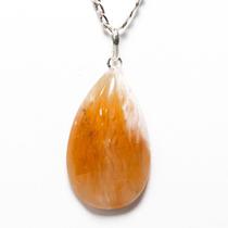 Colar Gota Aragonita Raio Laranja Natural Pino Prata 950 Colar Gota Aragonita Raio Laranja Natural Pino Prata 950