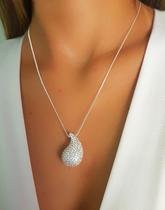 Colar Gota Bold Abaulada Micro Zircônia Cristal Banhado a Prata Colar Gota Bold Abaulada Micro Zircônia Cristal Banhado a Prata