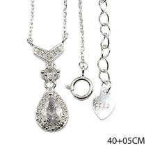 Colar Gota Cravejada com Microzirconias Feminino Prata 925