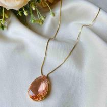 Colar Gota Cristal Banhado Ouro 18k Colar Gota Cristal Banhado Ouro 18k