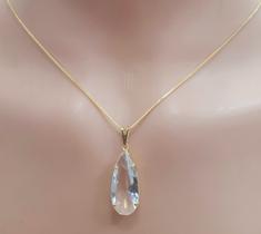 Colar Gota Cristal Folheado Ouro 18k c/Garantia 6 Meses Antialérgico Colar Gota Cristal Folheado Ouro 18k c/Garantia 6 Meses Antialérgico