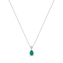 Colar Gota de Ouro Branco 18k com Esmeralda e Diamante Colar Gota de Ouro Branco 18k com Esmeralda e Diamante