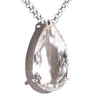 Colar Gota Facetado Cristal Base Multifaceta Zircônia Prata