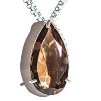 Colar Gota Facetado Fumê Murion Garra Zircônia Prata 950 Colar Gota Facetado Fumê Murion Garra Zircônia Prata 950