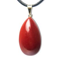 Colar Gota Jaspe Vermelho Pedra Natural Montagem Dourado