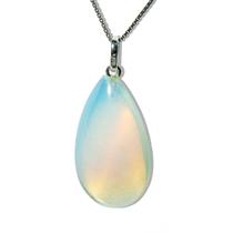 Colar Gota Pedra da Lua Opalina Castoação Pino Prata 950