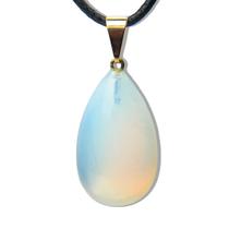 Colar Gota Pedra da Lua ou Opalina Montagem Pino Dourado