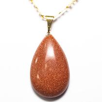 Colar Gota Pedra do Sol Pedra Natural Montagem Pino Dourado Colar Gota Pedra do Sol Pedra Natural Montagem Pino Dourado