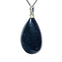 Colar Gota Pedra Estrela Azul Prata 950 Pino e Perinha