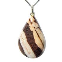 Colar Gota Pedra Jaspe Brecha Castoação Pino Prata 950