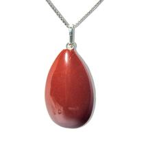 Colar Gota Pedra Jaspe Vermelho Montagem Prata 950 Colar Gota Pedra Jaspe Vermelho Montagem Prata 950