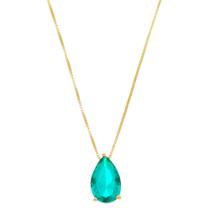 Colar gota pedra verde esmeralda banhado a ouro 18K Colar gota pedra verde esmeralda banhado a ouro 18K
