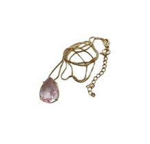 Colar Gota Pedra Zirconia Rosa F Ouro 18K Dourado Colar Gota Pedra Zirconia Rosa F Ouro 18K Dourado