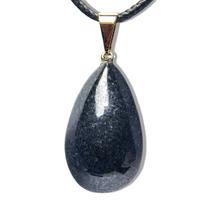 Colar Gota Quartzo Preto Pedra Natural Montagem Pino Dourado