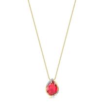 Colar Gota Rubi Detalhes Em Cristal Folheado A Ouro 18k