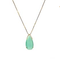 Colar Gota Zircônia Verde Banhado a Ouro Colar Gota Zircônia Verde Banhado a Ouro