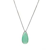 Colar Gota Zircônia Verde Banhado a Ródio