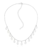Colar gotas cristais banhado a ródio branco - zircônia - 37cm + 10cm extensor Colar gotas cristais banhado a ródio branco - zircônia - 37cm + 10cm extensor
