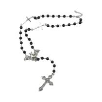Colar Gótico Punk Vampiro Ankh Com Rosário, Pingente De Cruz De Morcego Artesanal Com Contas, Joia