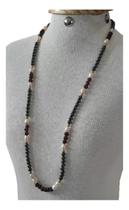 Colar Granadas Pérolas Hematitas Artesanal Exclusivo C797