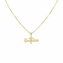Colar Gratidão com Cruz Micro Zircônia Cristal Banhado a Ouro Colar Gratidão com Cruz Micro Zircônia Cristal Banhado a Ouro