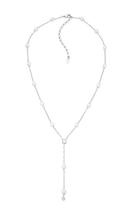 Colar gravata de pérolas com ponto de luz banhado a ródio branco - 40 cm + 7 cm extensor