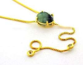 Colar Gravata Pedra Esmeralda Natural Dourado Colar Gravata Pedra Esmeralda Natural Dourado