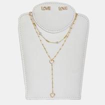 Colar Gravatinha, Choker Pérola Coração E Brinco Love - Kit Colar Gravatinha, Choker Pérola Coração E Brinco Love - Kit