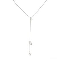 Colar Gravatinha com Cristais Banhado a Ródio - Semijoia Elegante