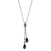 Colar Gravatinha Cristal Com Pedras Pretas Grafite