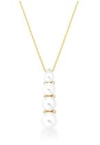 Colar gravatinha de pérolas banhado a ouro - 45 cm com extensor Colar gravatinha de pérolas banhado a ouro - 45 cm com extensor