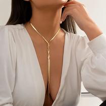 Colar Gravatinha DouradoLongo Gargantilha Noiva Festa Colar Gravata Choker Brilhante Brilho Casamento Presente Feminino