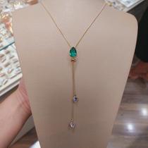 Colar Gravatinha Gota Folheado A Ouro