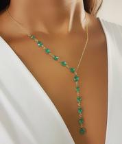 Colar Gravatinha Gotas Zircônia Turmalina Banhado em Ouro 18K Colar Gravatinha Gotas Zircônia Turmalina Banhado em Ouro 18K